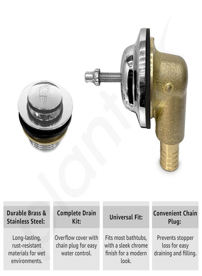 Plantex Pure Brass Bathtub Overflow with Chain Plug and Waste Coupling/Overflow Set/Durable and Stylish Design for Efficient Drainage and Easy Installation - (Chrome) - Image 5